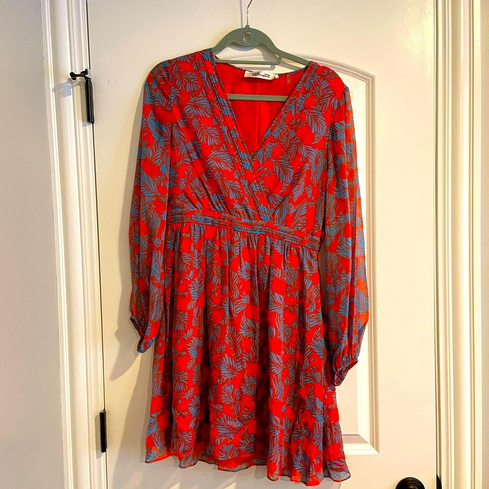 Diane Von Furstenberg red/blue silk dress